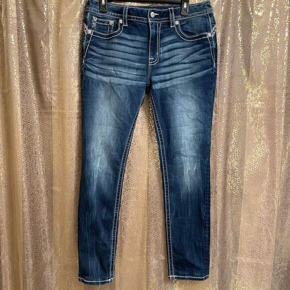 Miss Me Rhinestone Western Curvy Skinny Jeans, Size 12/30 - Picture 2 of 9